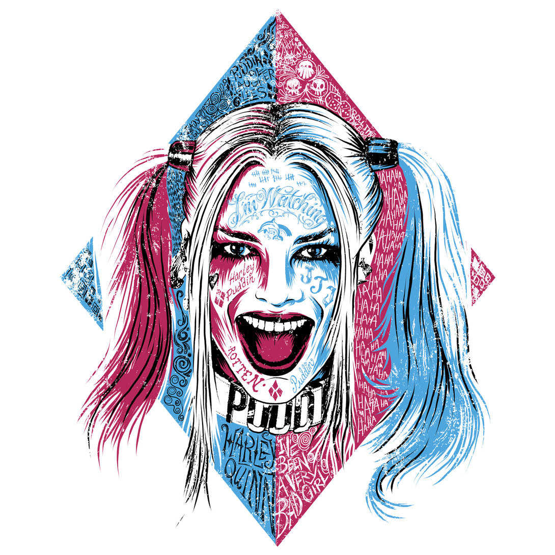 DC Suicide Squad Harley Quinn Lil Face Official Women's T-shirt (White) - Urban Species Ladies Short Sleeved T-Shirt