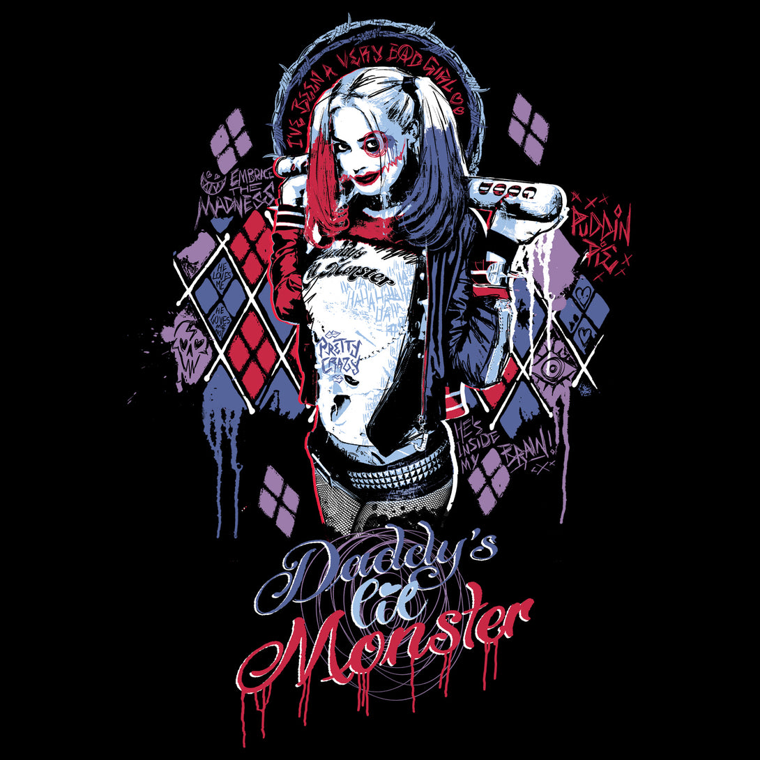 DC Suicide Squad Harley Quinn Lil Monster Official Women's T-shirt (Black) - Urban Species Ladies Short Sleeved T-Shirt