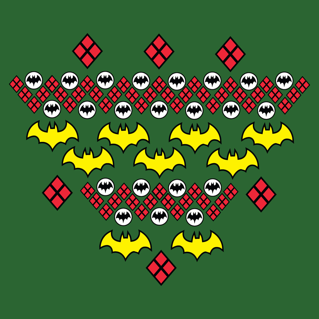 DC Comics Batman Xmas Pattern Official Sweatshirt Green - Urban Species Design Close Up