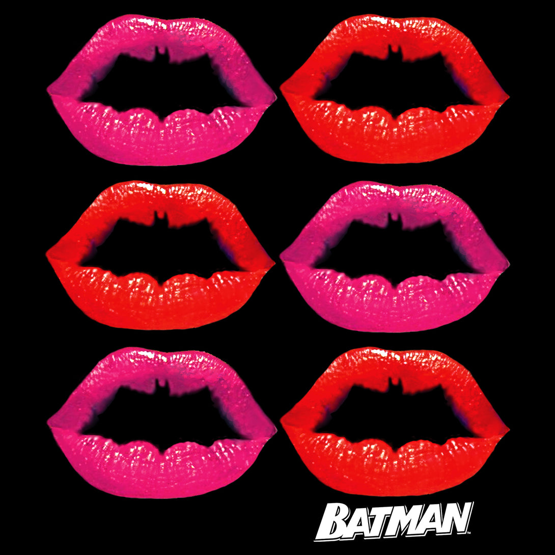 DC Comics Batman Logo Lips Official Sweatshirt Black - Urban Species Design Close Up