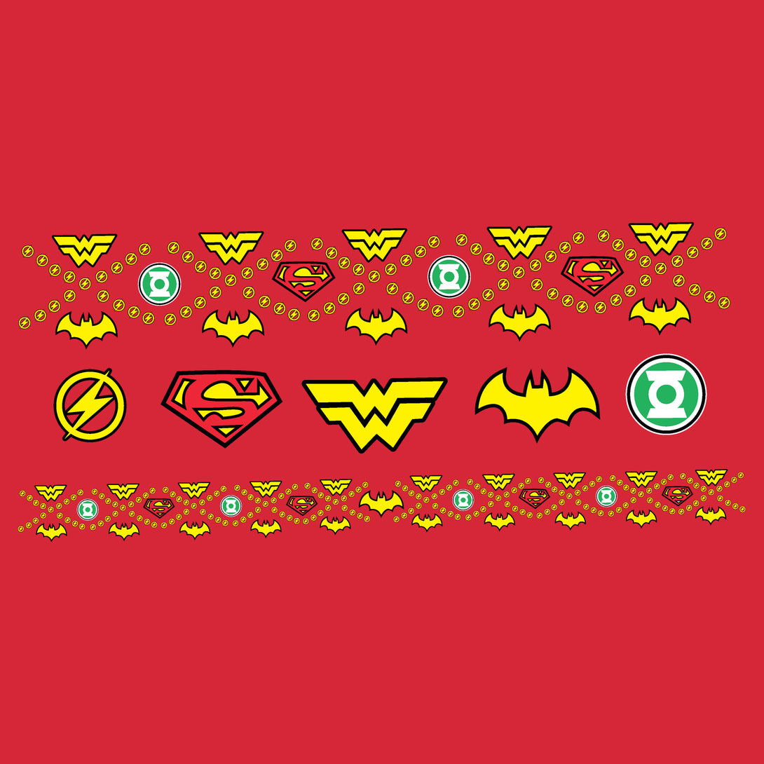 DC Comics Justice League Xmas Pattern Tube Official Sweatshirt Red - Urban Species Design Close Up