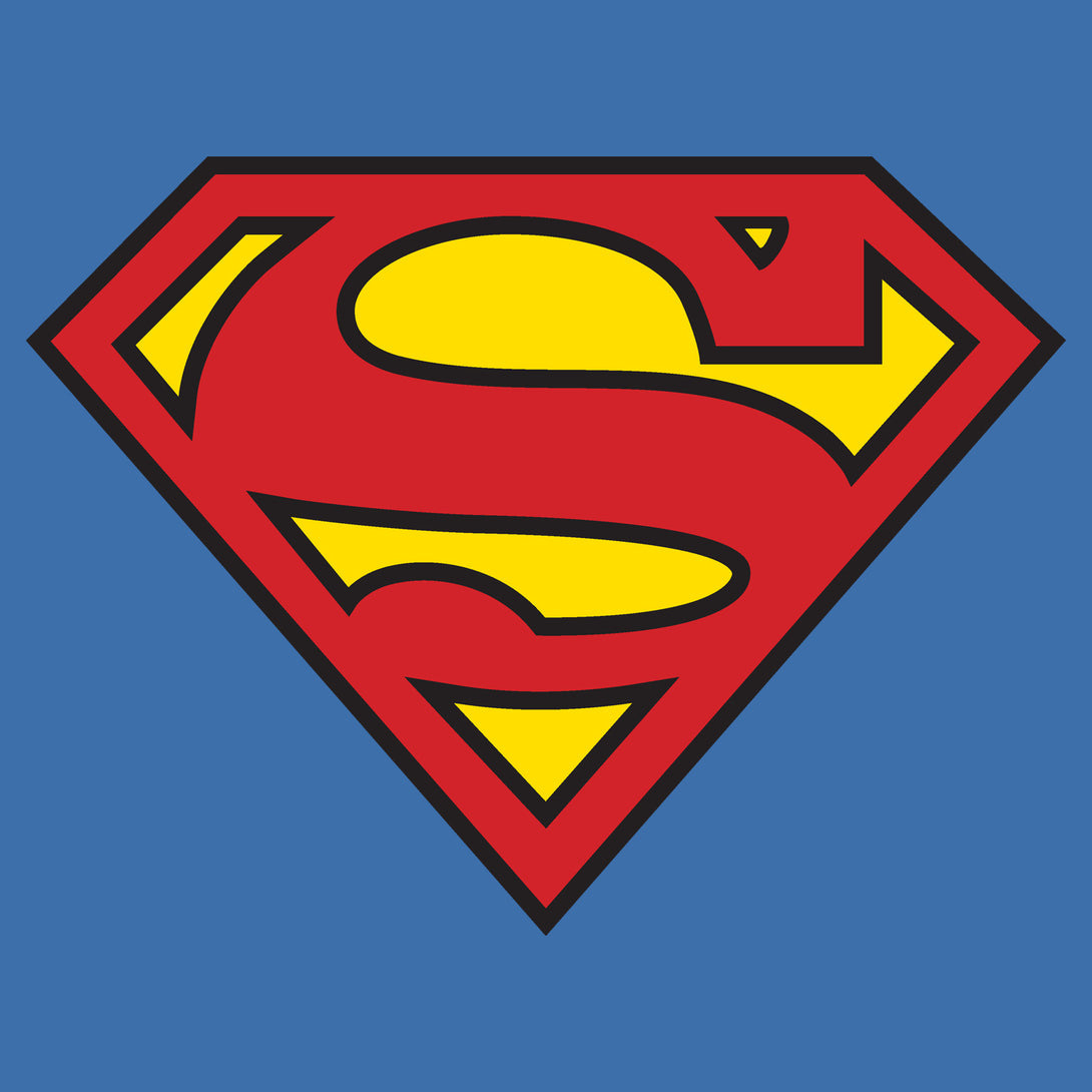 DC Comics Superman Logo Classic Official Kid's T-shirt Blue - Urban Species Design Close Up