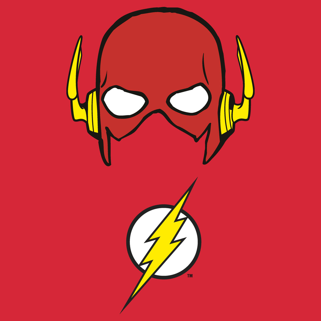 DC Comics Flash Logo Mask Official Kid's T-Shirt Red - Urban Species Design Close Up