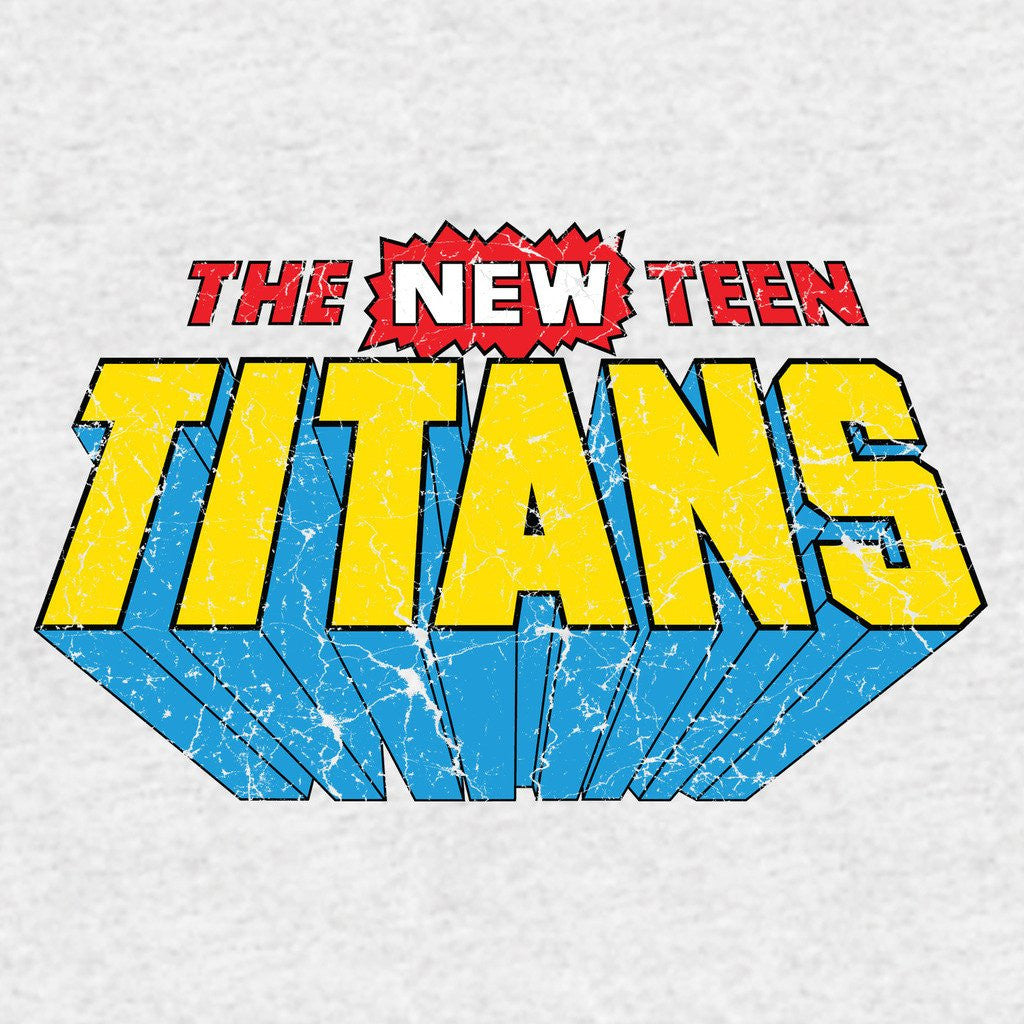 DC Comics New Teen Titans Distressed Logo Official Sweatshirt Sports Grey - Urban Species Design Close Up