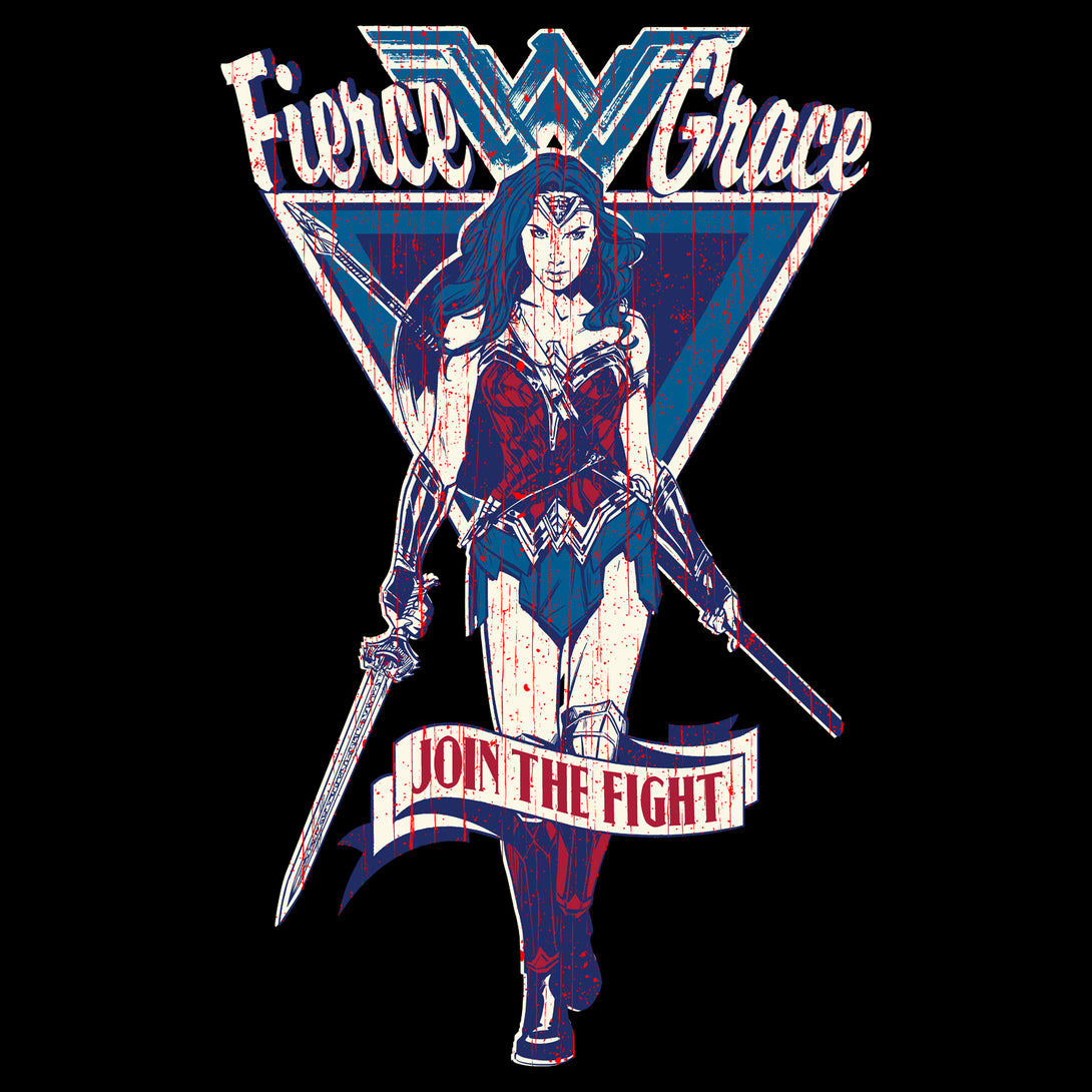 DC Wonder Woman Triangle Fierce Official Women's T-shirt (Black) - Urban Species Ladies Short Sleeved T-Shirt