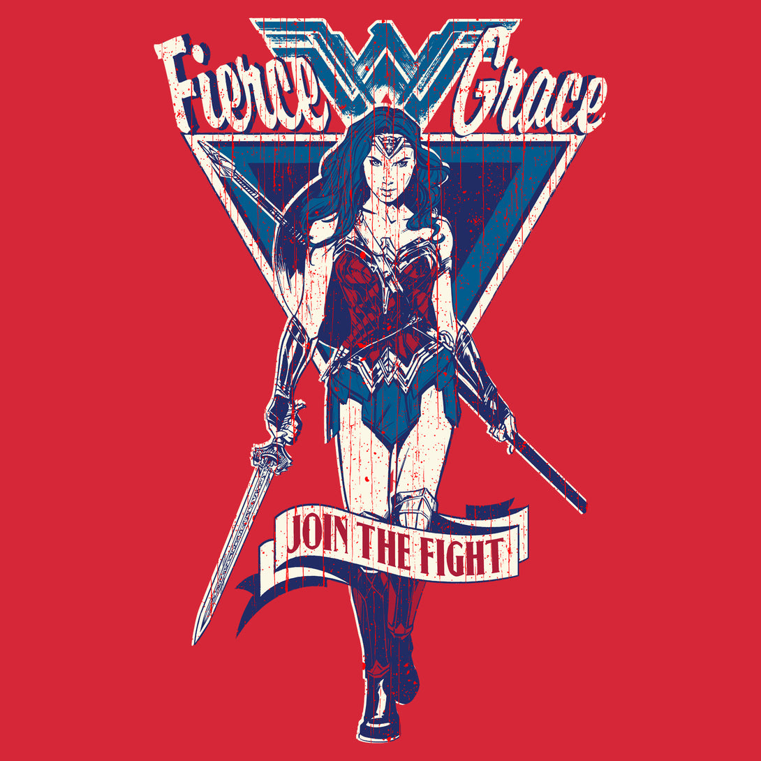 DC Wonder Woman Triangle Fierce Official Men's T-shirt (Red) - Urban Species Mens Short Sleeved T-Shirt