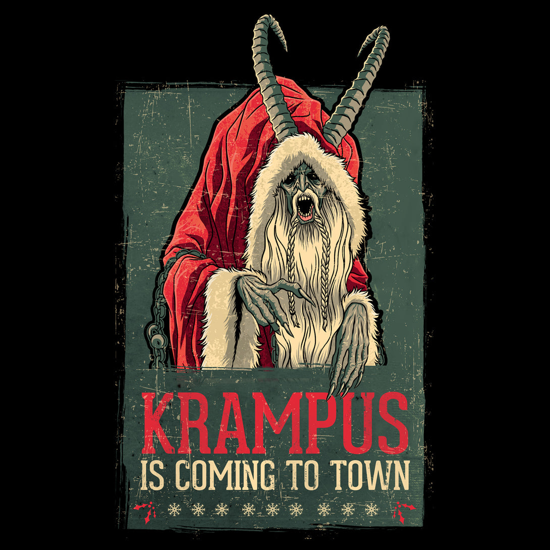 Krampus Poster Vintage Official Men's T-shirt (Black) - Urban Species Mens Short Sleeved T-Shirt