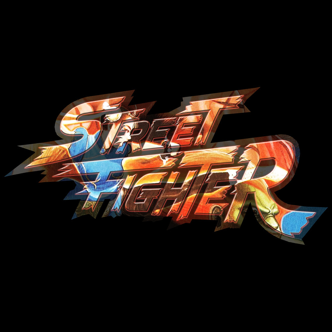 Street Fighter Logo Chun Li Kick Official Men's T-Shirt (Black) - Urban Species Mens Short Sleeved T-Shirt