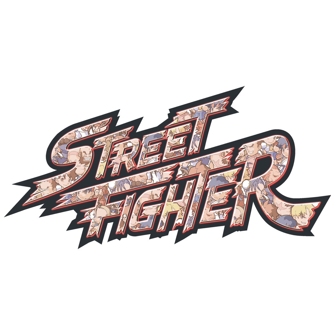 Street Fighter Logo Pattern Chibi Official Men's T-Shirt (White) - Urban Species Mens Short Sleeved T-Shirt