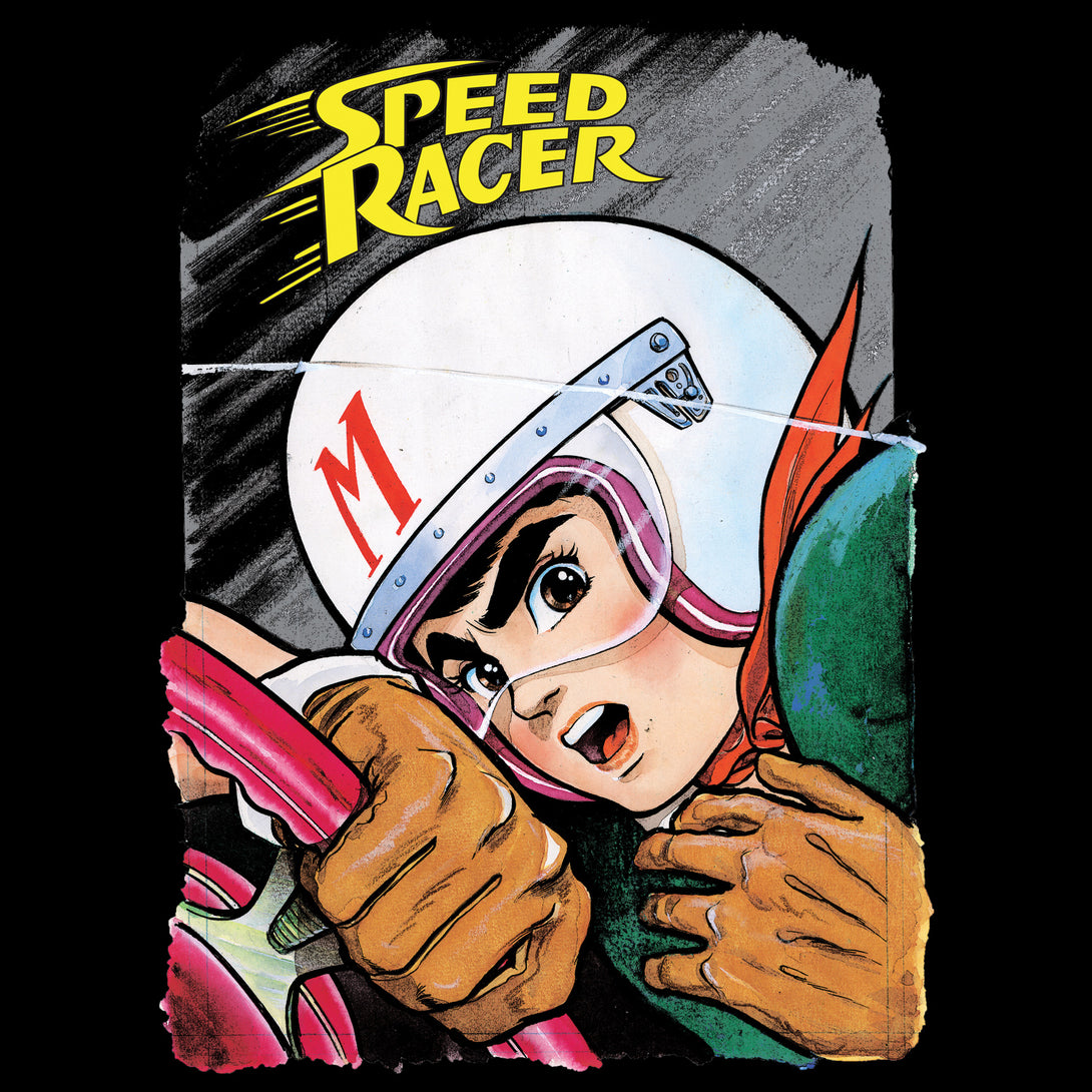 Speed Racer Close Up Official Men's T-shirt (Black) - Urban Species Mens Short Sleeved T-Shirt