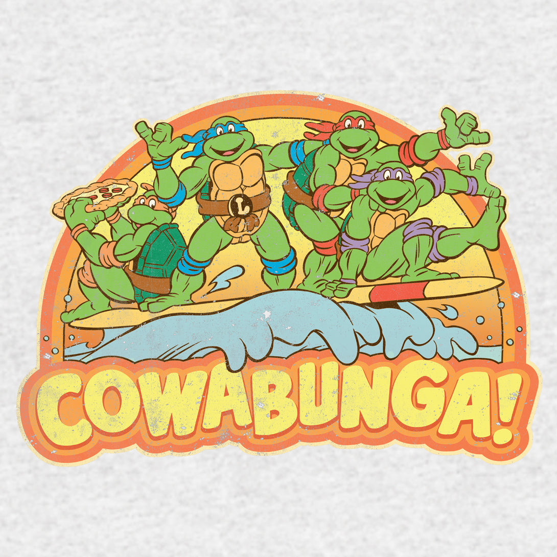 TMNT Gang Retro Cowabunga Official Men's T-Shirt (Heather Grey) - Urban Species Mens Short Sleeved T-Shirt