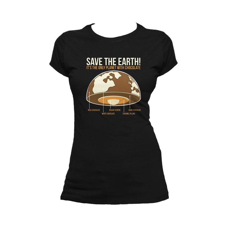 I Love Science Save The Earth - Chocolate Official Ladies T-Shirt (Black) - Urban Species Ladies Short Sleeved T-Shirt