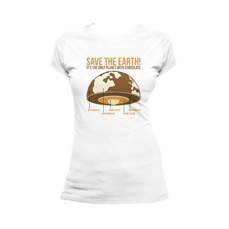 I Love Science Save The Earth - Chocolate Official Ladies T-Shirt (White) - Urban Species Ladies Short Sleeved T-Shirt