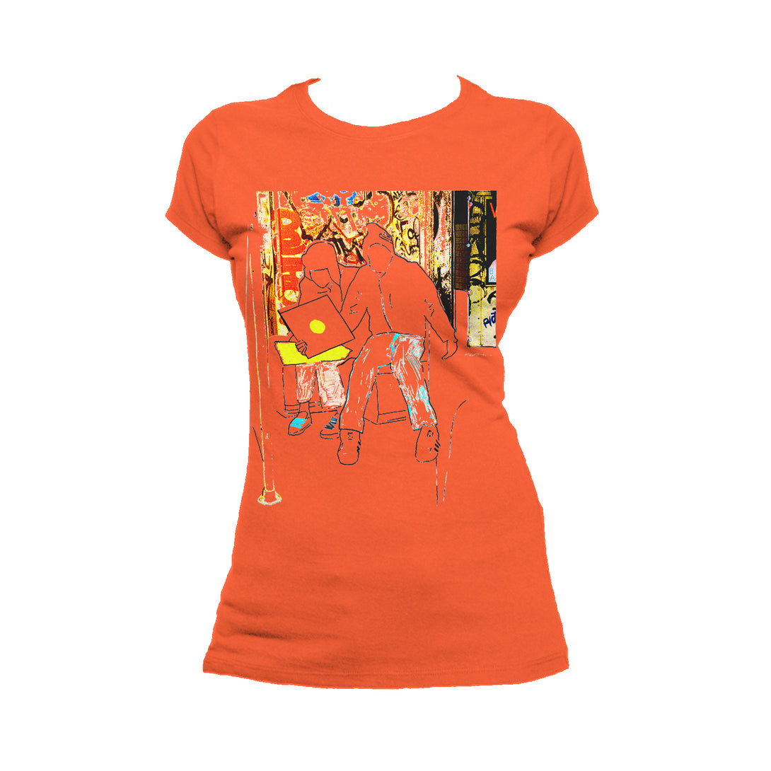 US Brand X Old's Kool Record Shopping Orange - Urban Species Official Women's Short Sleeved Tshirt