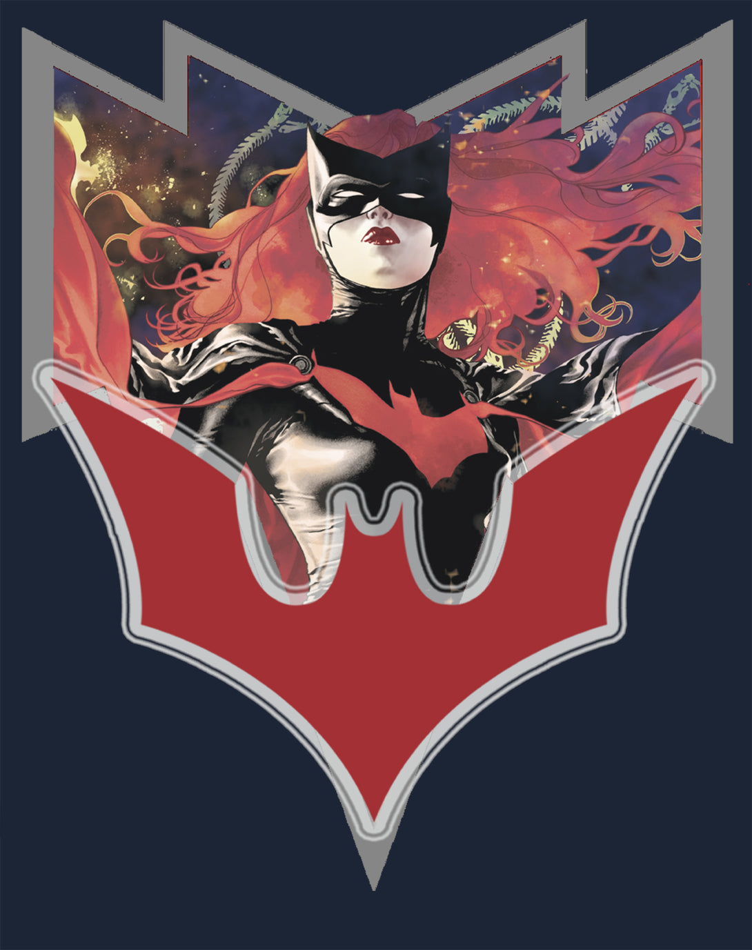 DC Comics Batwoman Logo Elegy Official Sweatshirt Navy - Urban Species Design Close Up