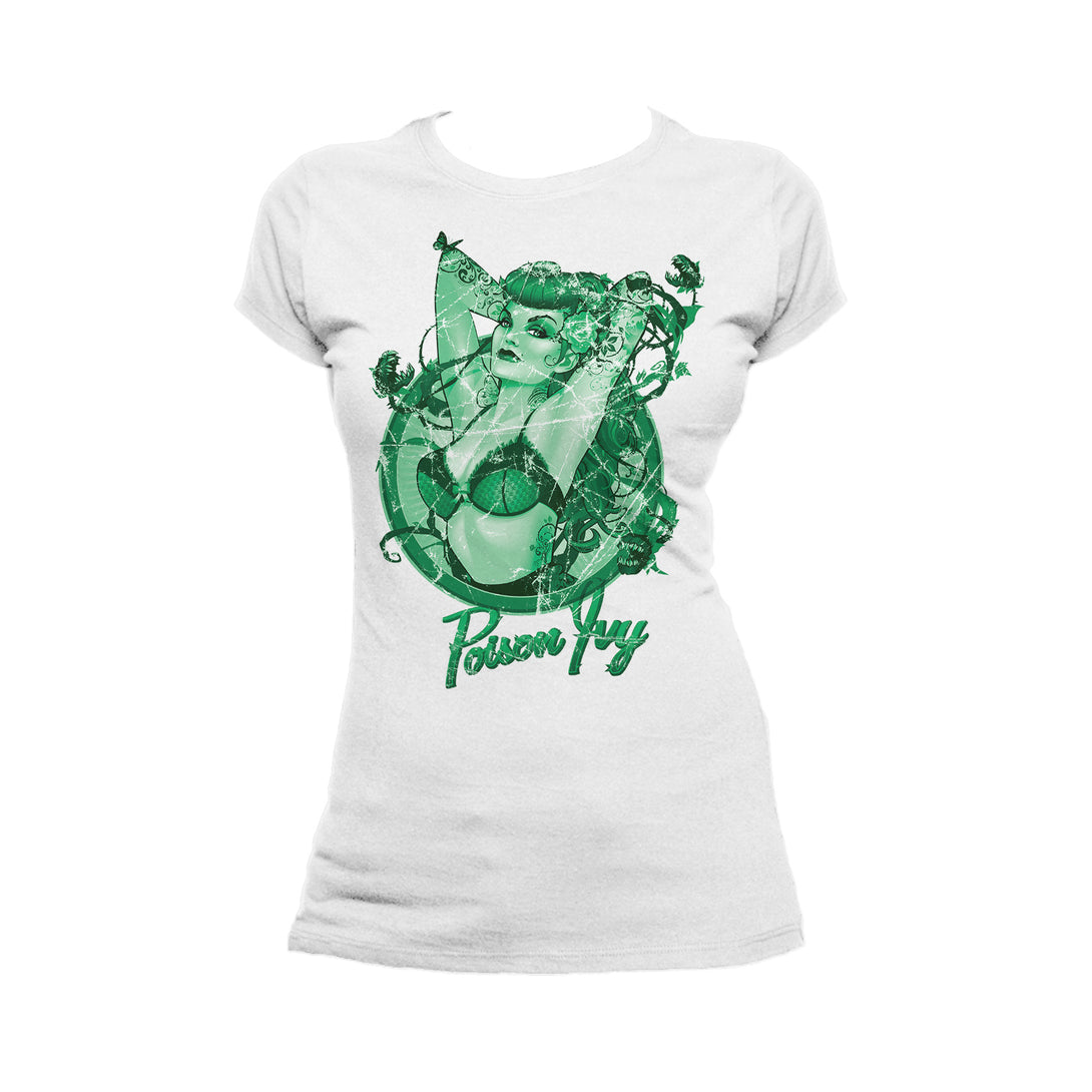 DC Comics Bombshells Poison Ivy Character Official Women's T-shirt White - Urban Species