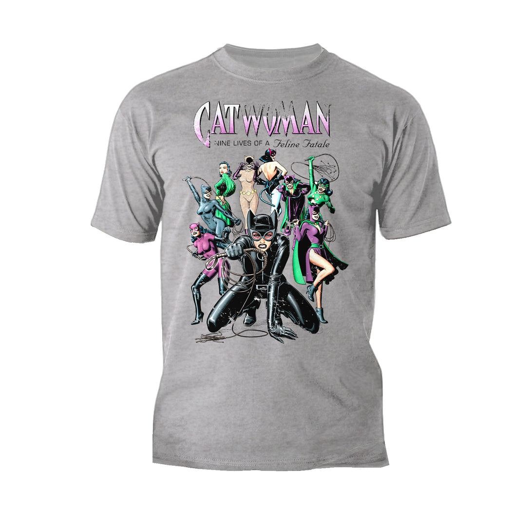 DC Comics Catwoman Cover Nine Lives Official Men's T-Shirt Sports Grey - Urban Species