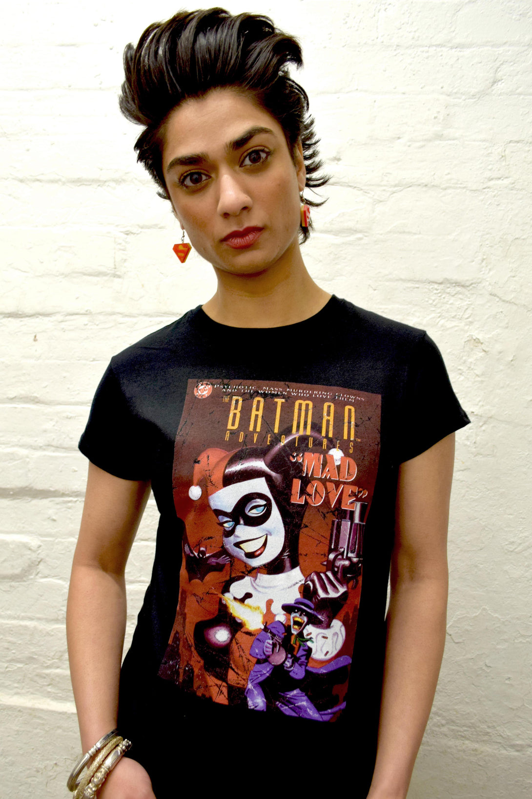 DC Comics Harley Quinn Cover Mad Love Retro Official Women's T-shirt Black - Urban Species