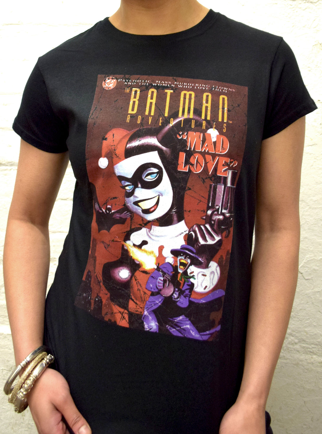 DC Comics Harley Quinn Cover Mad Love Retro Official Women's T-shirt Black - Urban Species
