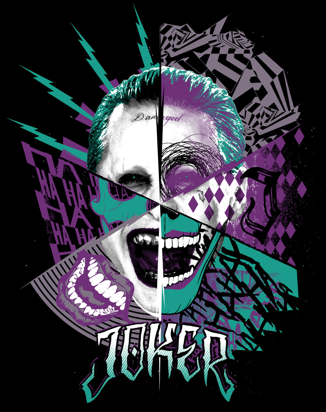 DC Comics Suicide Squad Joker Logo Official Varsity Jacket Black - Urban Species Design Close Up