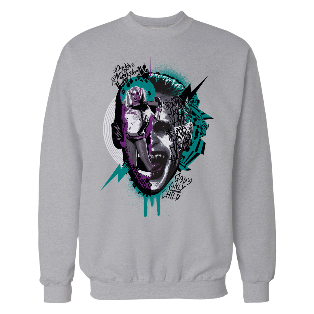 DC Comics Suicide Squad Joker-Harley Quinn Collage Official Sweatshirt Sports Grey - Urban Species