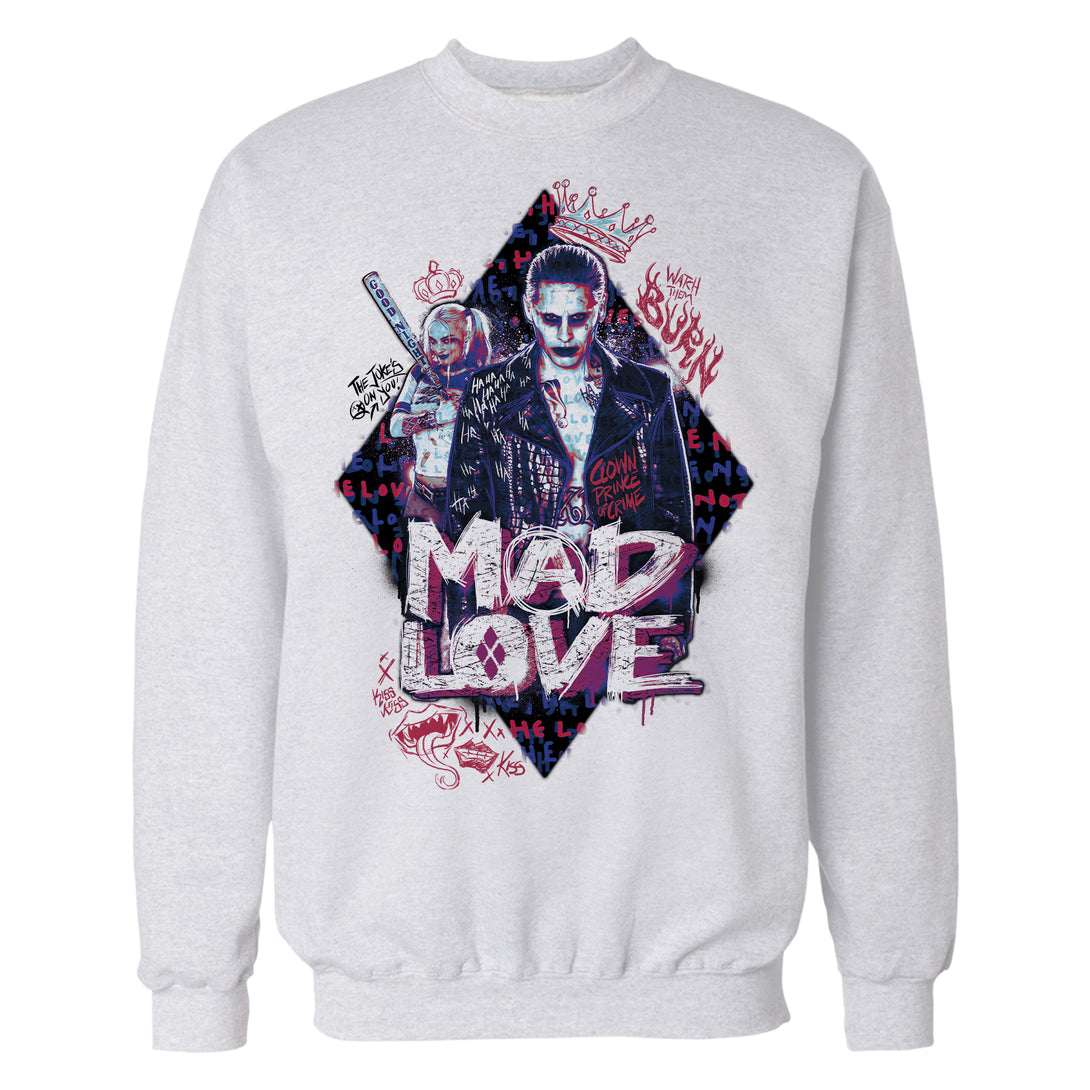 DC Comics Suicide Squad Joker-Harley Quinn Mad Love Official Sweatshirt White - Urban Species