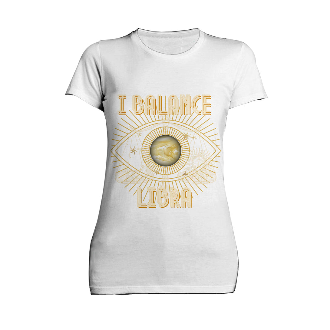 Libra Supreme Star Sign Celestial Zodiac Eye Women's T-shirt (White)