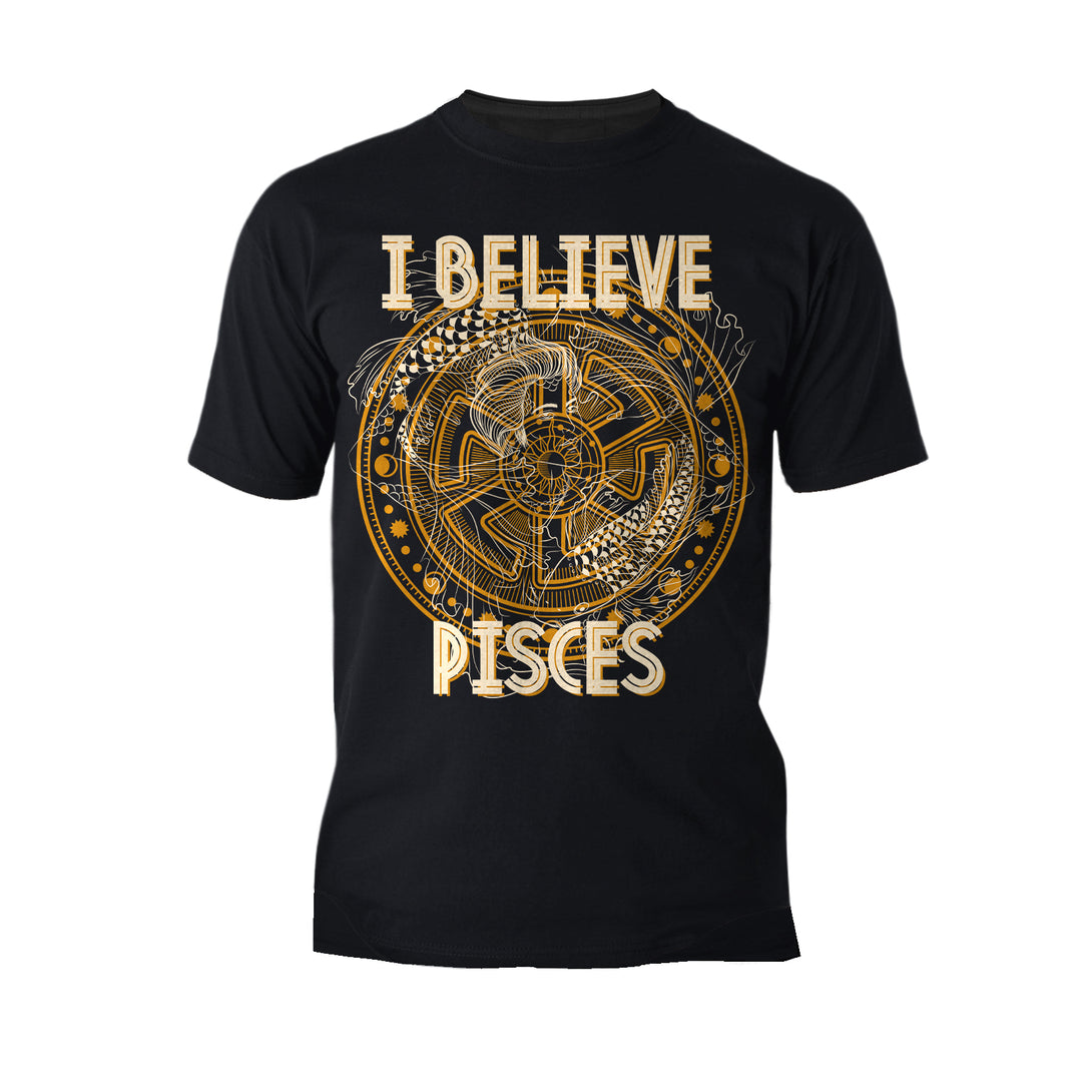 Pisces Supreme Star Sign Celestial Zodiac Disk Men's T-shirt (Black)