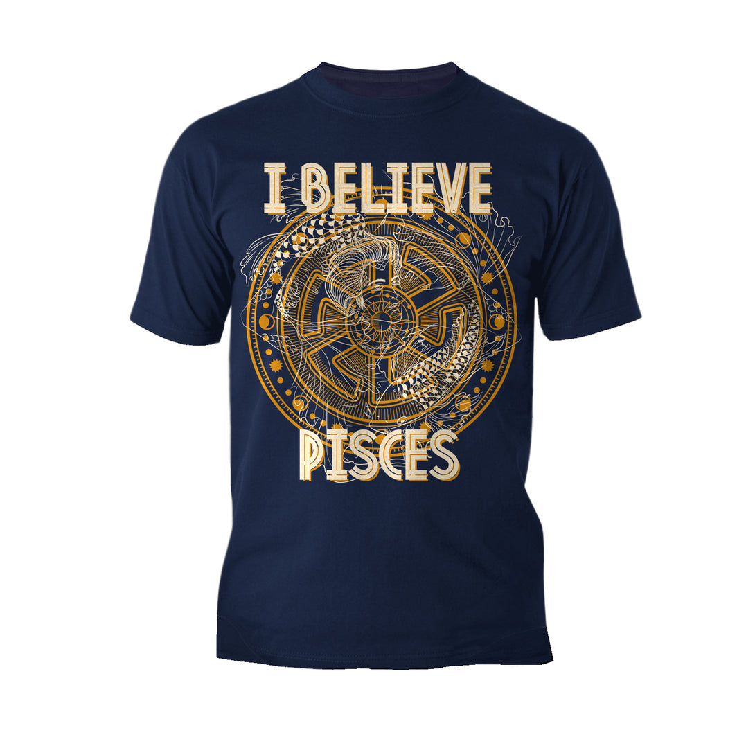 Pisces Supreme Star Sign Celestial Zodiac Disk Men's T-shirt (Navy)