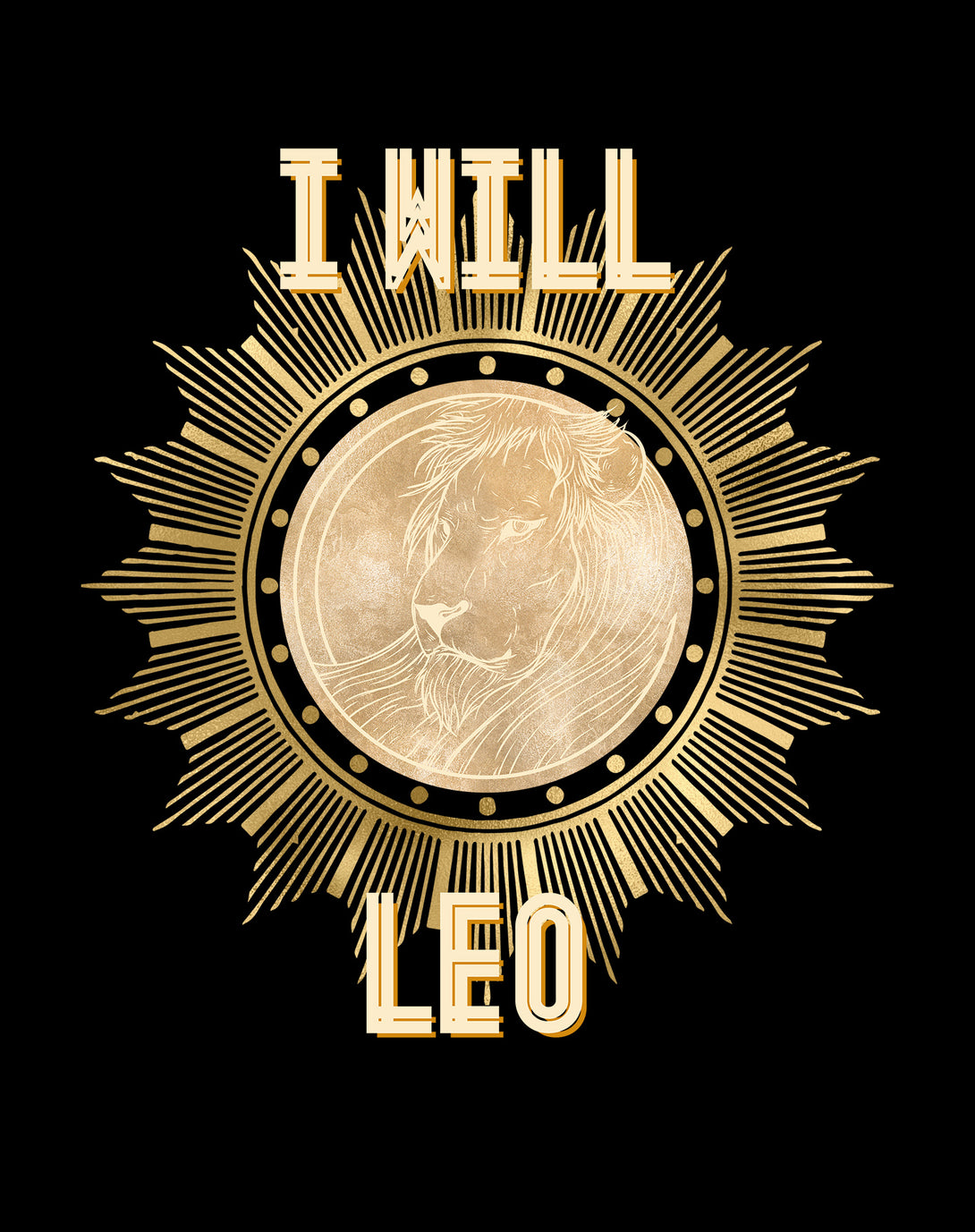 Close Up Urban Attitude Supreme Star Sign Leo Lion Men's T-shirt (Black)