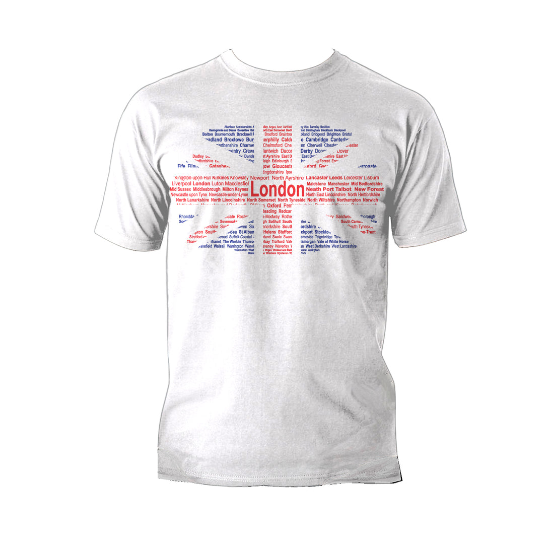 Urban Attitude London Calling Union Jack Towns Men's T-shirt (White)