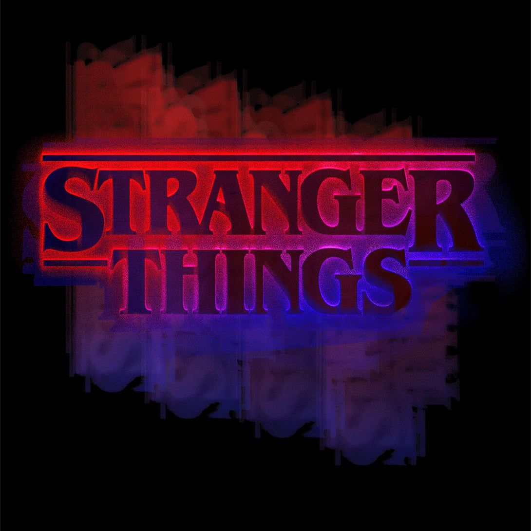 Stranger Things Logo Graffiti Stencil Men's T-Shirt Black - Urban Species Design Close Up