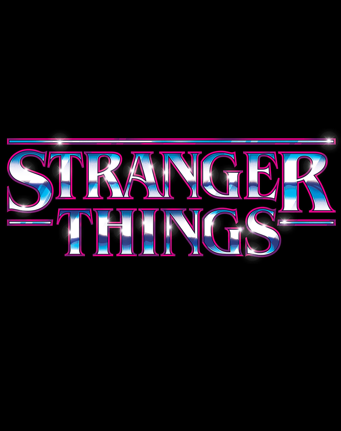 Stranger Things Logo Metal Men's T-Shirt Black Design Close Up