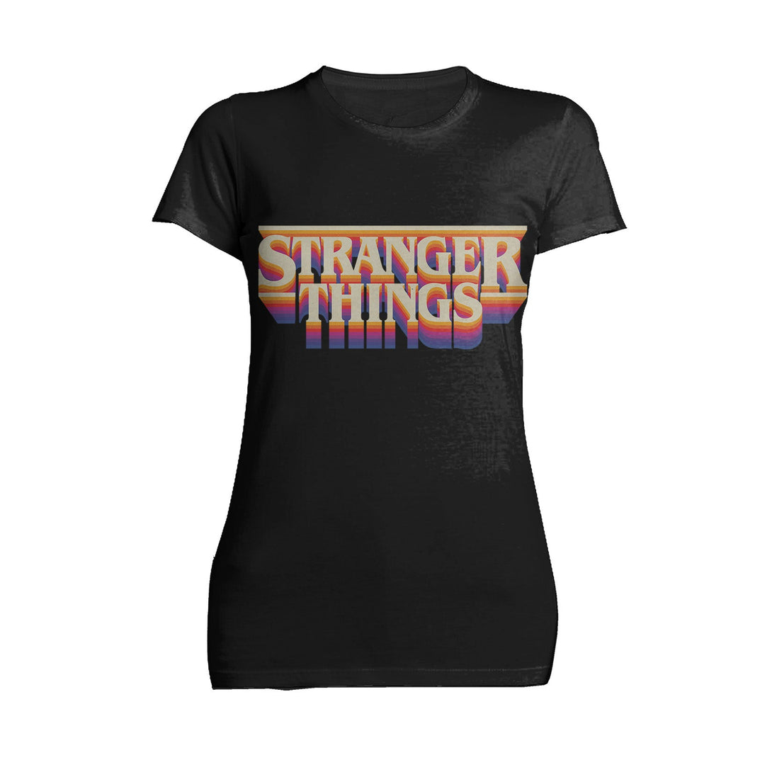 Stranger Things Logo Retro Trip Women's T-shirt Black - Urban Species