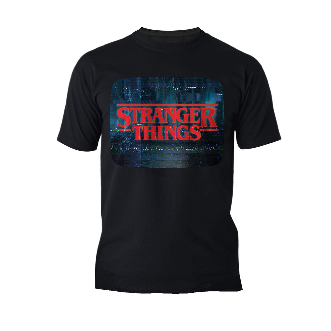 Stranger Things Logo TV Screen Men's T-Shirt Black - Urban Species