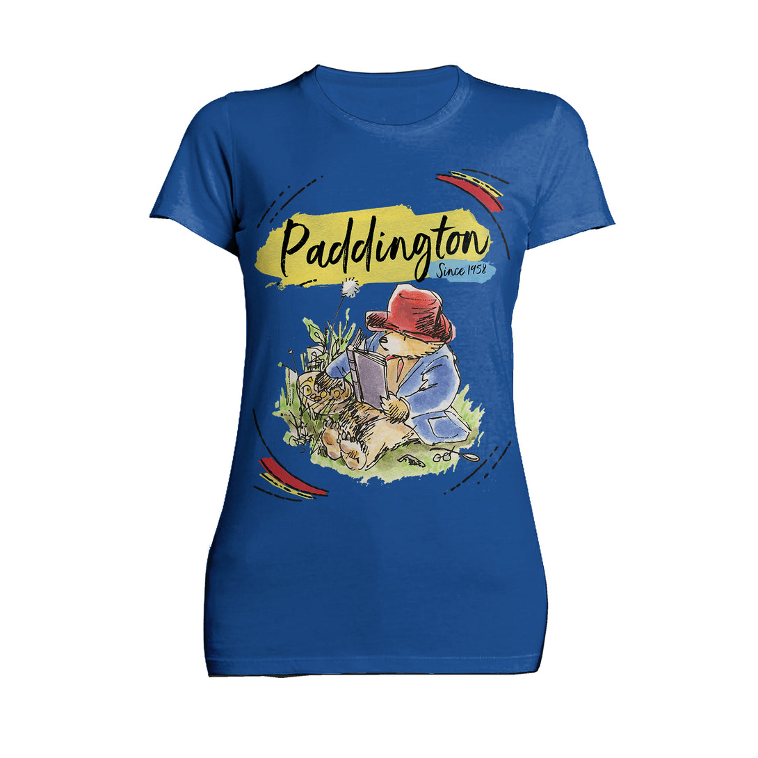 US Paddington Bear Classics Portrait Picnic Official Women's T-Shirt (Royal Blue)