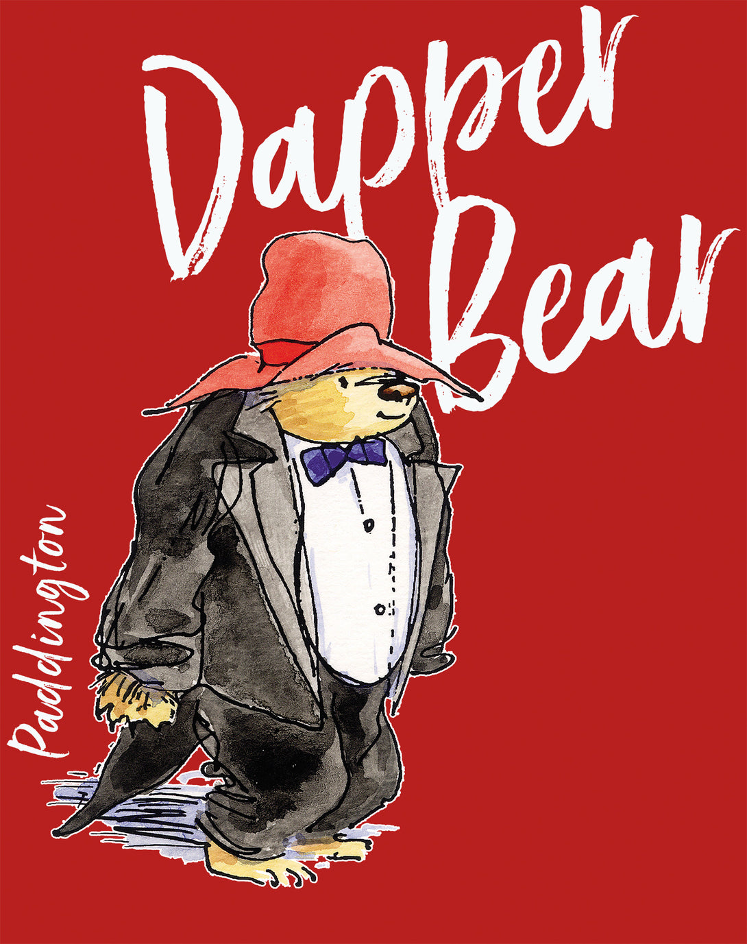 Paddington Bear Stay Dapper Official Men's T-Shirt Red Design Close Up