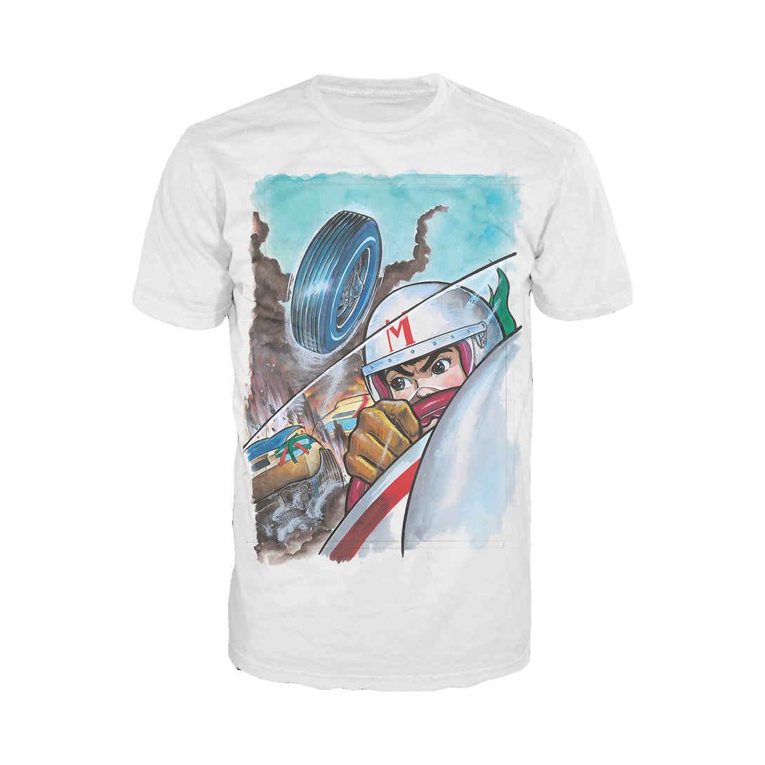 Speed Racer Poster Crash Official Men's T-shirt (White) - Urban Species Mens Short Sleeved T-Shirt