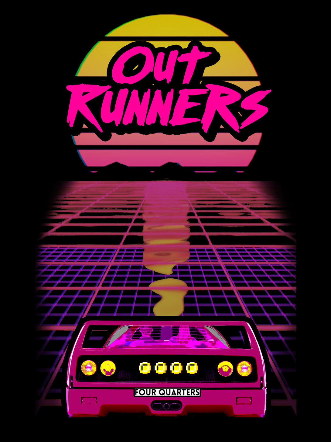 The Four Quarters Outrunners Flyer Official Men's T-shirt (Black) design
