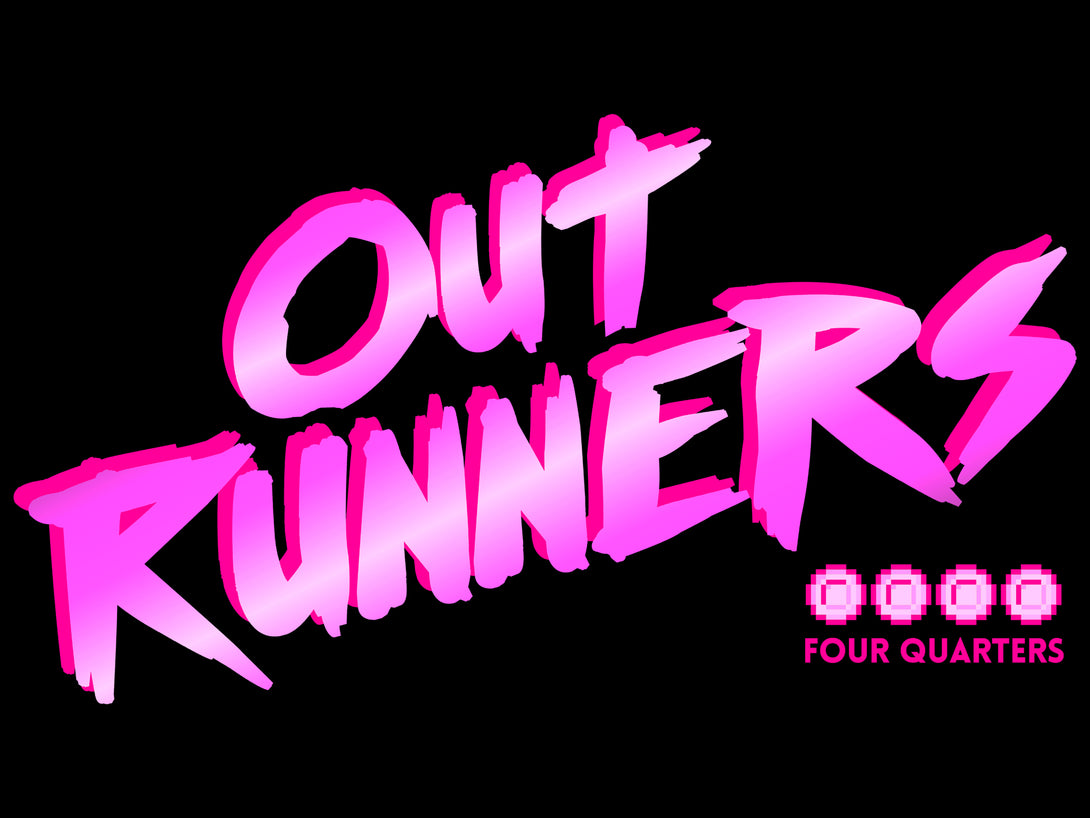 The Four Quarters Logo Outrunners Official Men's T-shirt (Black) design