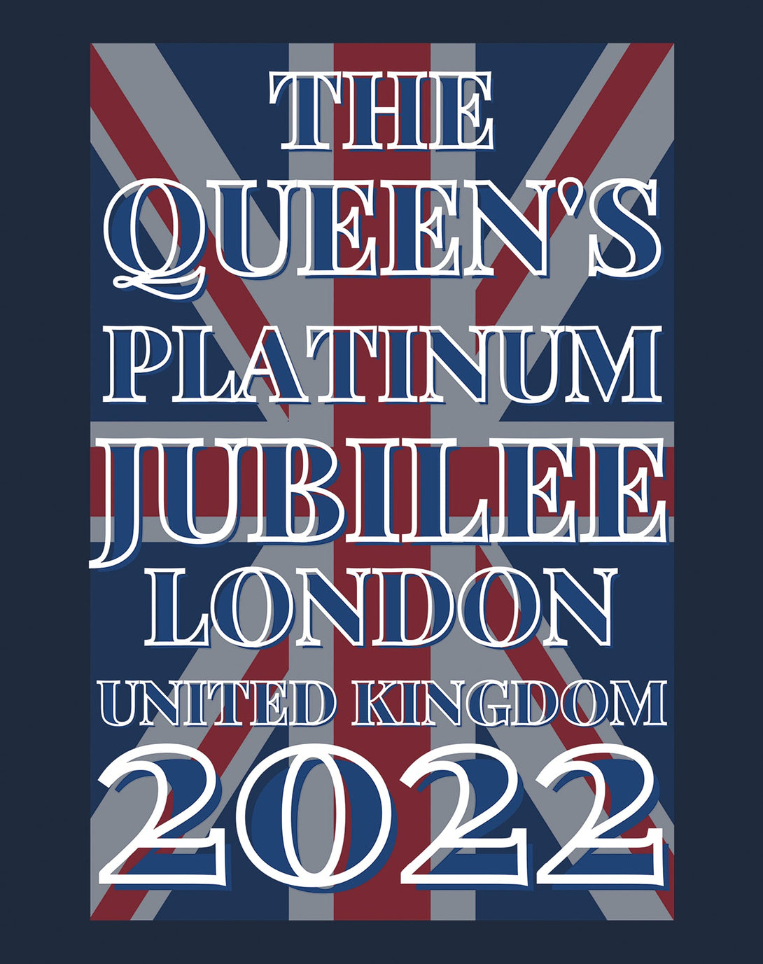 The Queen's Platinum Jubilee London UK Flag Men's Tshirt (Navy)