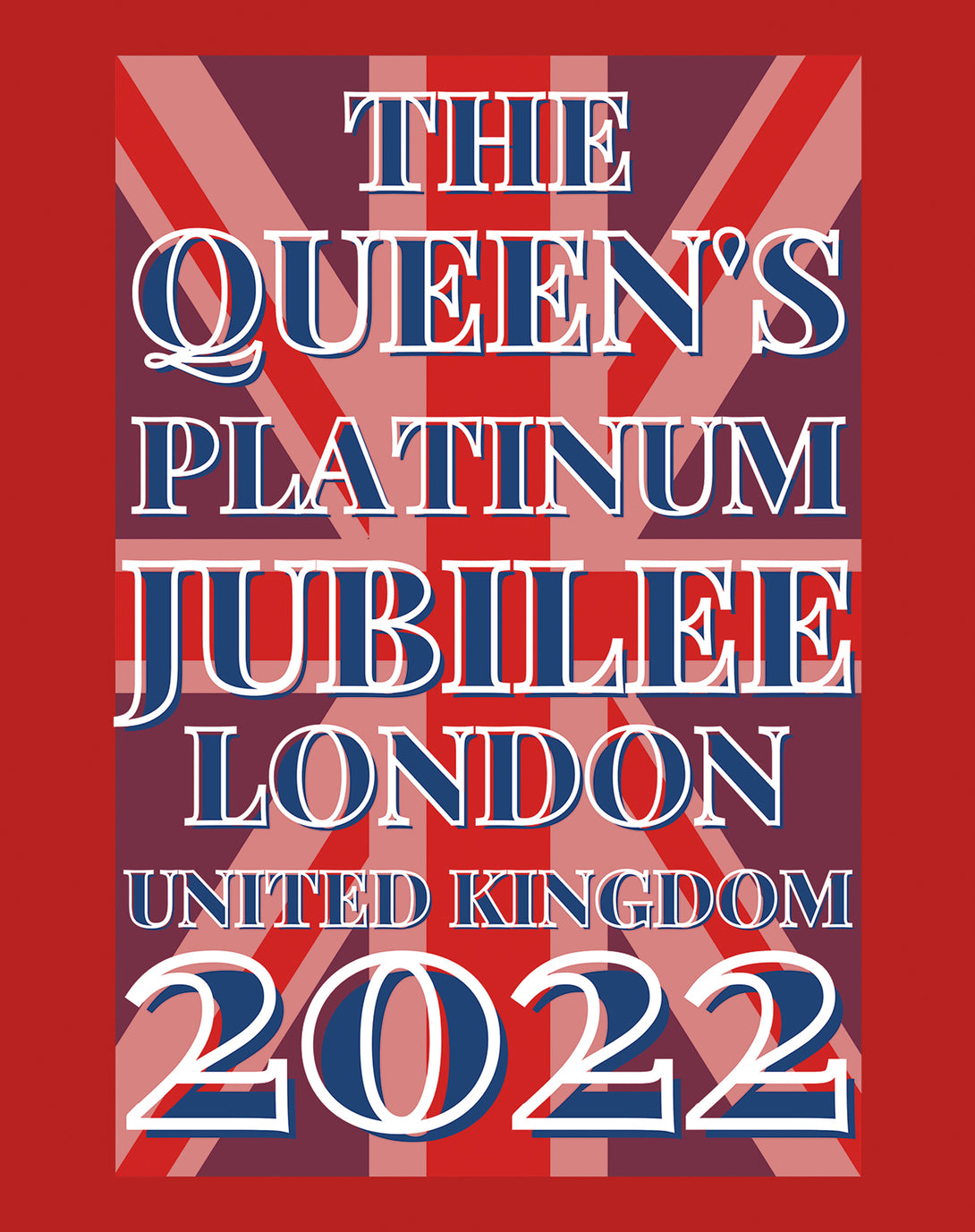 The Queen's Platinum Jubilee London UK Flag Men's Tshirt (Red)