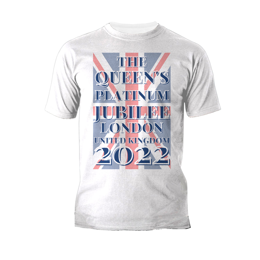The Queen's Platinum Jubilee London UK Flag Men's Tshirt (White)