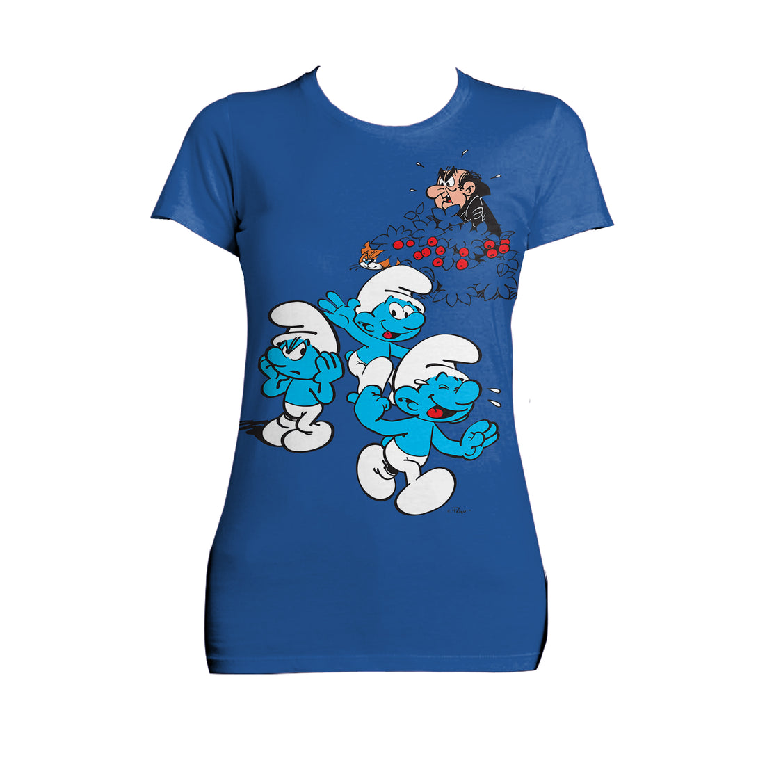 The Smurfs Group Smurfs Gargamel Official Women's T-Shirt (Royal Blue) - Urban Species Ladies Short Sleeved T-Shirt