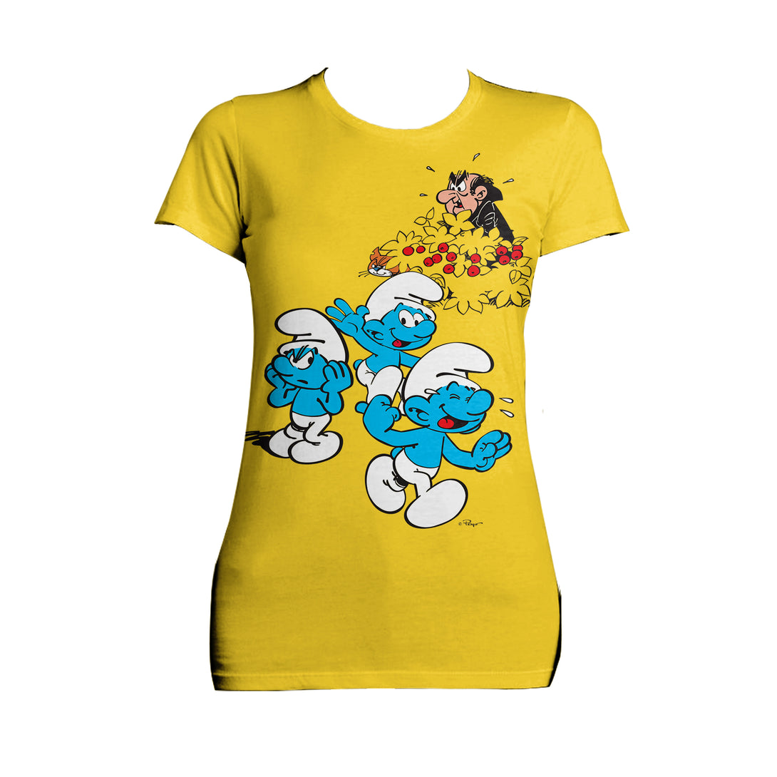 The Smurfs Group Smurfs Gargamel Official Women's T-Shirt (Yellow) - Urban Species Ladies Short Sleeved T-Shirt