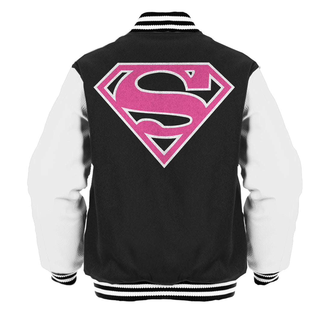 DC Comics Supergirl Logo Classic Official Varsity Jacket Black - Urban Species
