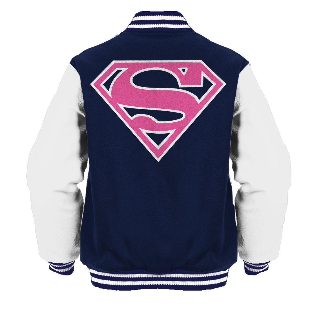 DC Comics Supergirl Logo Classic Official Varsity Jacket Navy - Urban Species