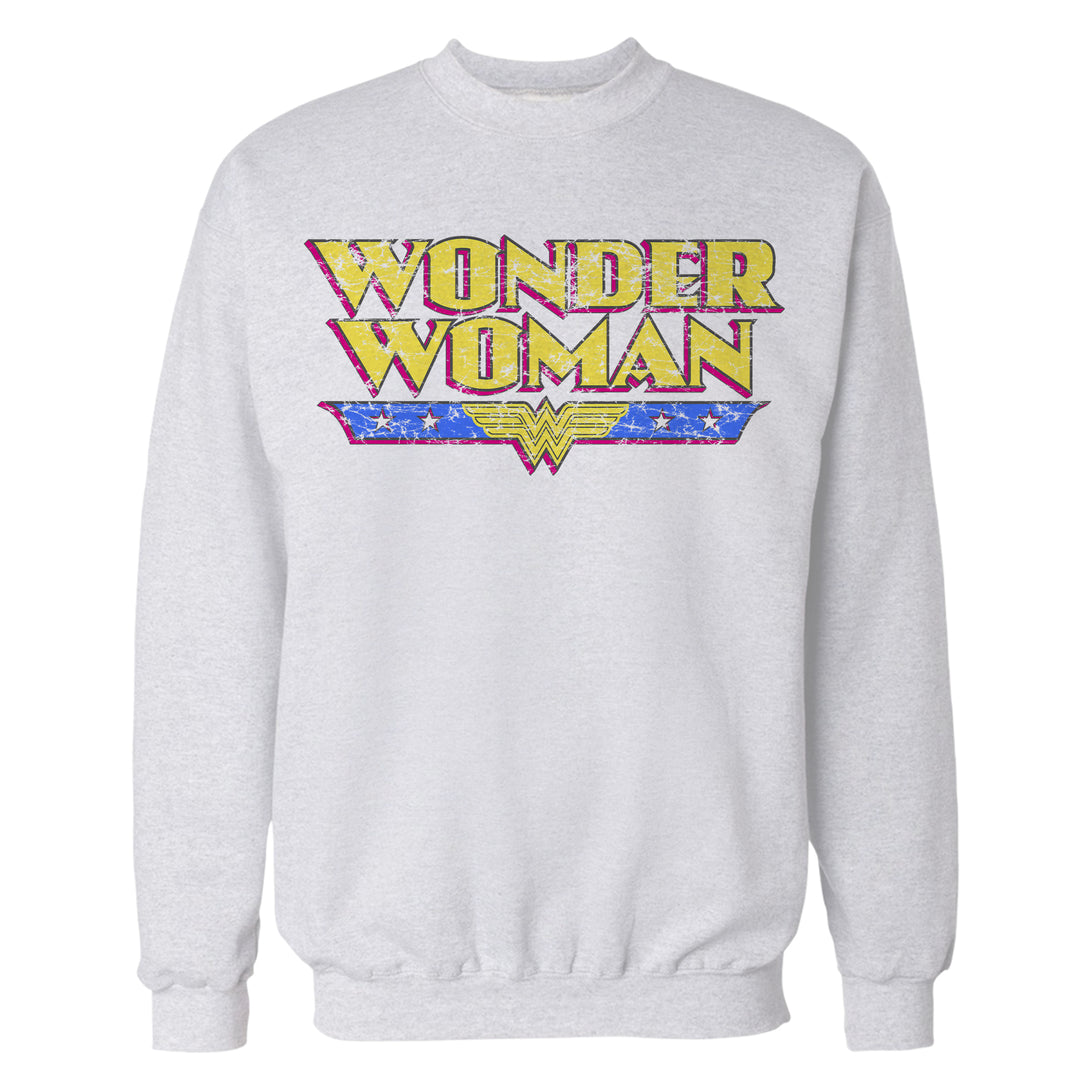 DC Comics Wonder Woman Logo Vintage Official Sweatshirt White - Urban Species