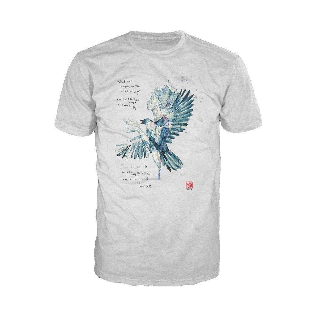 Beatles David Mack Blackbird Official Men's T-shirt (Heather Grey) - Urban Species Mens Short Sleeved T-Shirt