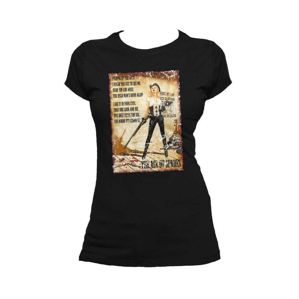 Motorhead Mike Mayhew Ace of Spades Official Women's T-shirt (Black) - Urban Species Ladies Short Sleeved T-Shirt